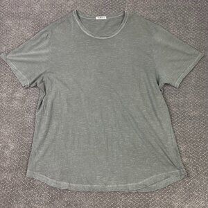 Buck Mason Shirt Men's XL Green Slub Curved Hem T Shirt Tee Stretch Short Sleeve